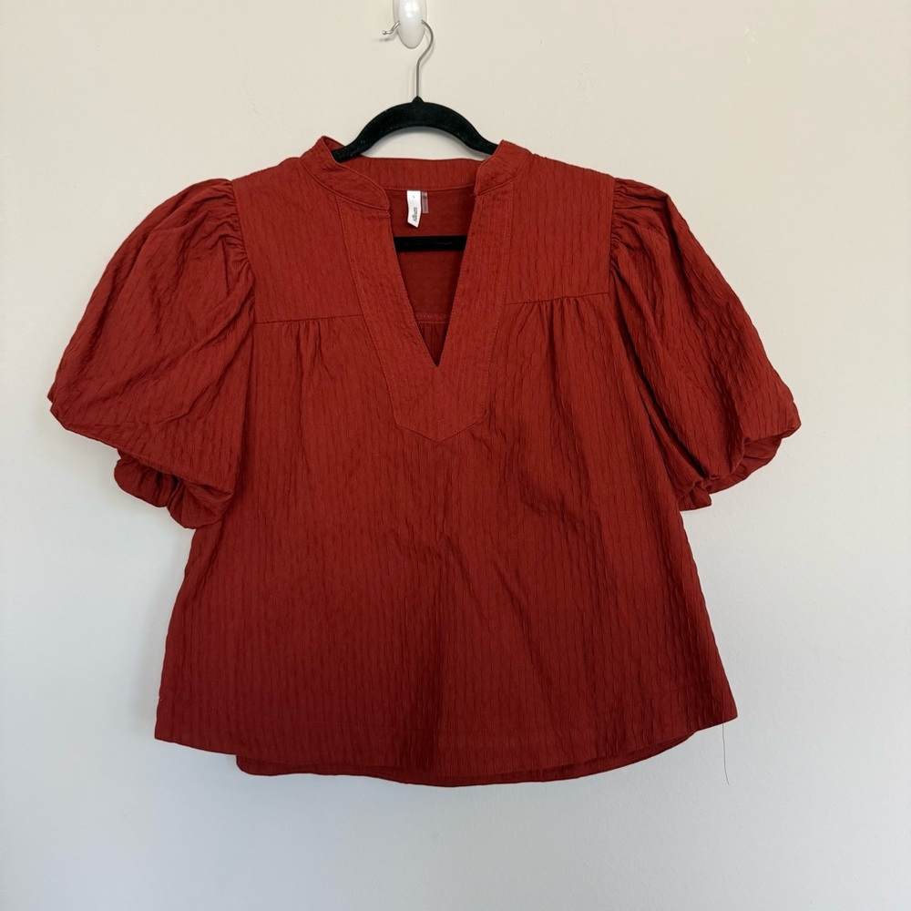 Women's Rust Puff Sleeve Top